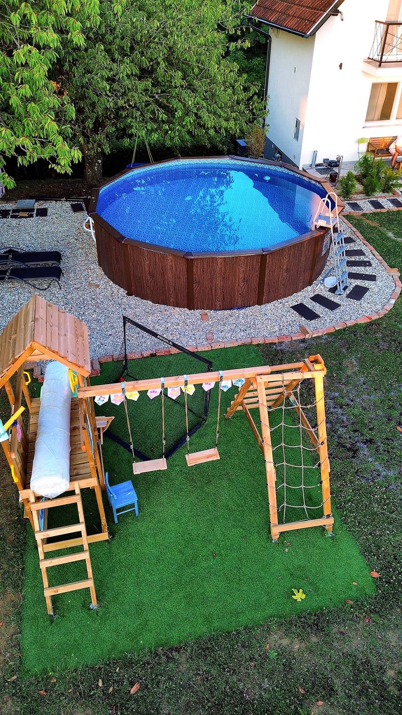 Pool and playground from above